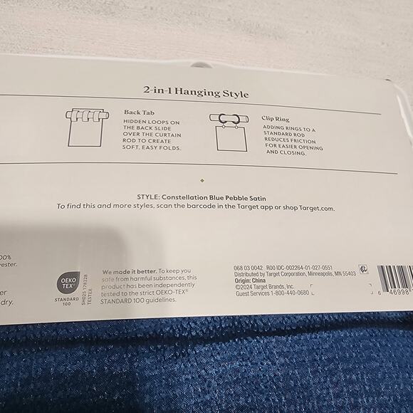 Threshold light filtering curtain L84'' x W34'' Constellation Blue pebble stain - Picture 6 of 6